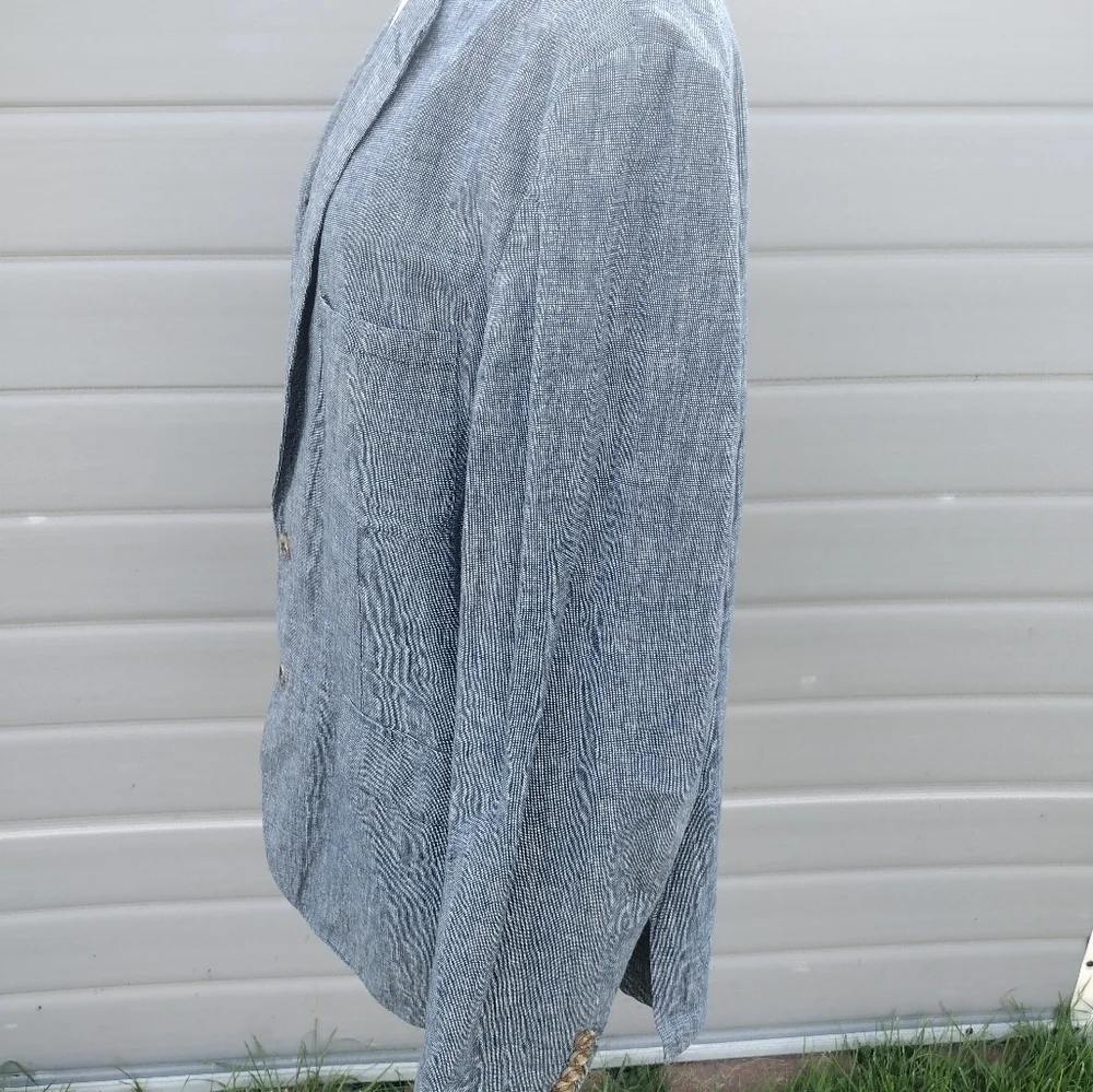 J Crew (e8647) Mens Blue 2 Button Blazer / Sports coat - Size XL Linen Blend